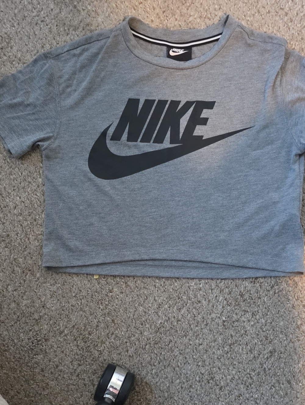 Nike Gray Womens Swoosh Crop Tee